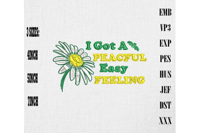 I Got A Peaceful Easy Feeling Hippie Boho Style Embroidery