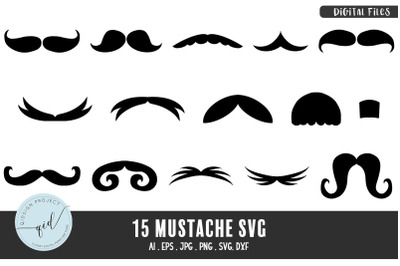 15 Mustache SVG, decoration design
