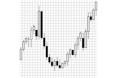 Black white chart japan candles, empty and full