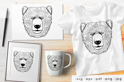 Bear Head. Design for printing