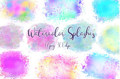 Watercolor splashes clipart | colorful spots png