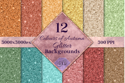 Colours of Autumn Glitter Backgrounds - 12 Image Textures