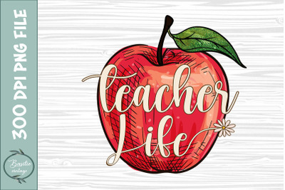 Teacher Life Apple Floral Sublimation