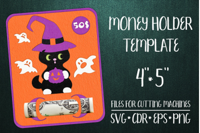 Black Cat Halloween Card| Money Holder Template