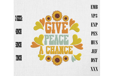 Give Peace A Chance Embroidery, Hippie &amp; Boho Style