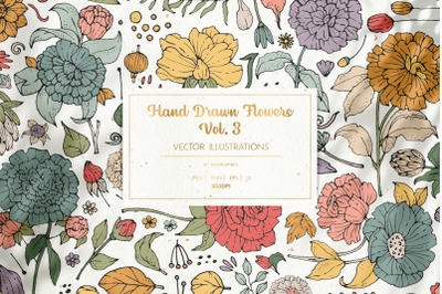 Hand Drawn Flowers Vol. 3 Illustrations