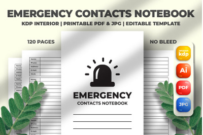 Emergency Contacts Notebook KDP Interior