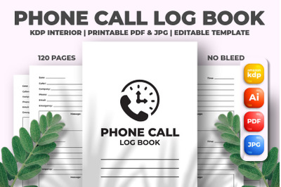 Phone Call Log Book KDP Interior