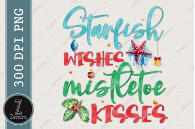 Starfish Mistletoe Kisses Christmas PNG