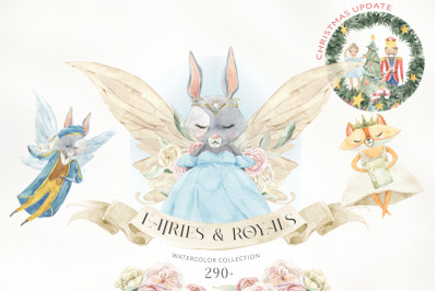 Fairies Royals Christmas Characters Creator Pastel Watercolor clipart