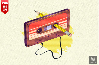 80s Cassette Tape Pencil Retro Vintage