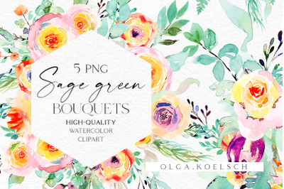 Bright bouquets clipart, Watercolor summer floral borders png, Baby sh