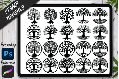 Tree of Life Stamps Brushes for Procreate and Photoshop.Tree for IPad.