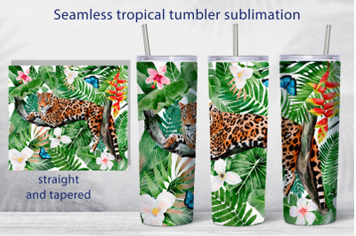 Tropical seamless tumbler wrap design Animal sublimation png