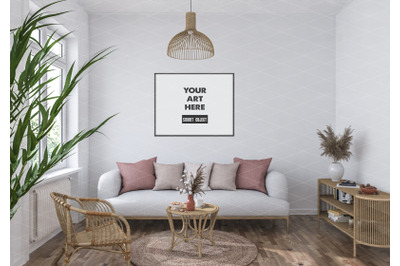 Interior scene artwork background frame mockup