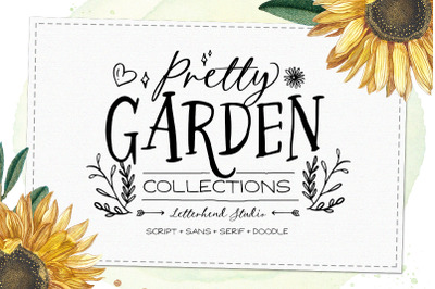 Pretty Garden Font Trio with Doodle