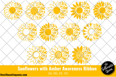 Sunflower Appendix Cancer Amber Ribbon SVG
