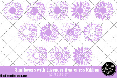 Sunflower Cancer Survivor Lavender Ribbon SVG,Cancer Survivor Svg