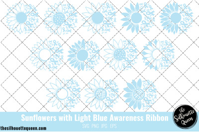 Sunflower Prostrate Cancer Light Blue Ribbon SVG