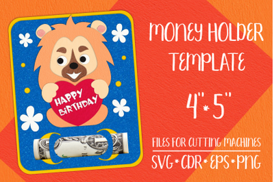 Lion Birthday Card | Money Holder Template