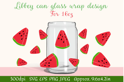 Beer can glass wrap design 16oz | Watermelon slice SVG