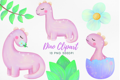 Pink dinosaur clipart illustration