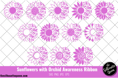 Sunflower Testicular Cancer Orchid Ribbon SVG