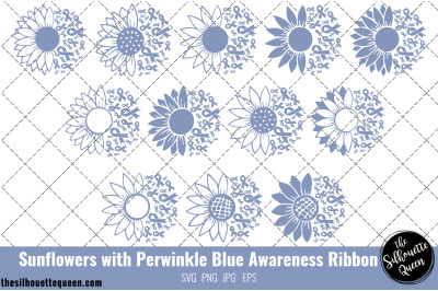 Sunflower Gastric Stomach Cancer Periwinkle Blue Ribbon SVG