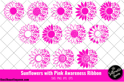 Sunflower Breast Cancer Pink Ribbon SVG,Breast Cancer Awareness Svg