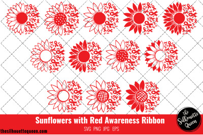 Sunflower HIV Aids Awareness Red Ribbon SVG,HIV Aids Awareness Svg