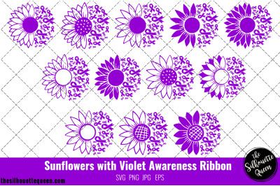 Sunflower Hodgkin Lymphoma Violet Ribbon SVG