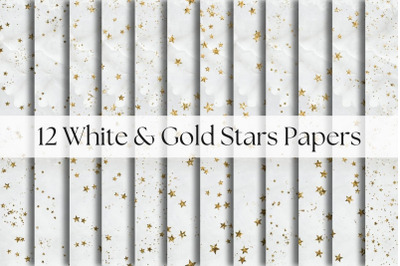 White Marble Papers with Gold Stars