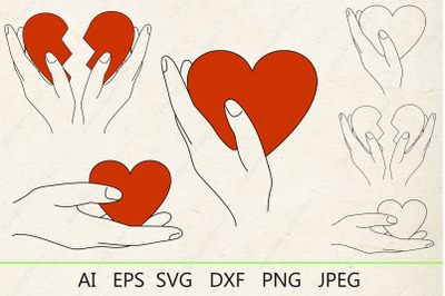 Hand and arm, Hand with heart svg, Love sublimation