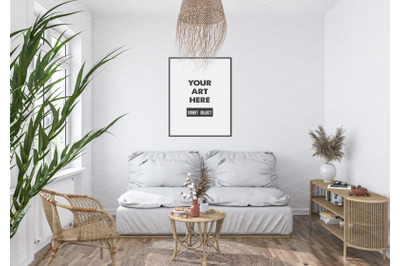 Interior scene artwork background frame mockup