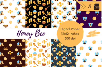 Honey Bee Seamless Pattern