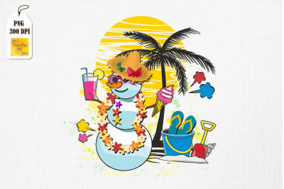 Tropical Island Snowman Christmas Summer