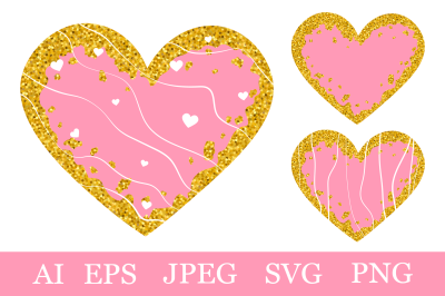 Hearts with glitter. Hearts SVG. Hearts glitter sublimation