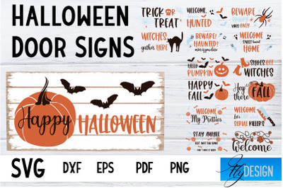 Halloween Door Sign Quotes SVG Design Bundle | Halloween Rectangle SVG