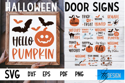 Halloween Door Sign Quotes SVG Design Bundle | Halloween Square SVG