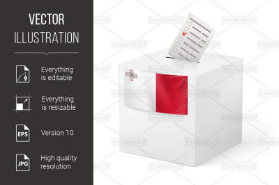 Ballot box with voting paper. Malta