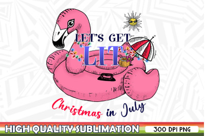 Let&#039;s Get Lit Christmas in July Flamingo