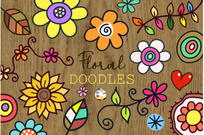 Floral Doodles - Vector Leaves and Flowers