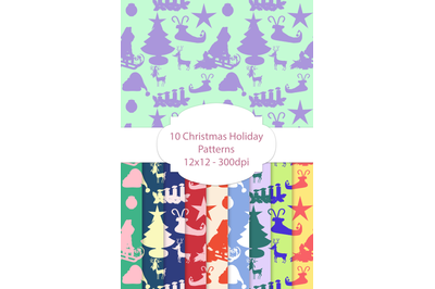 10 Christmas Patterns, Holiday Digital Papers