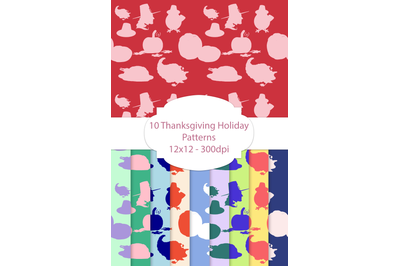 10 Thanksgiving Patterns, Holiday Digital Papers