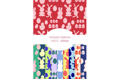 10 Easter Patterns, Holiday Digital Papers