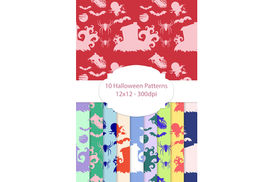 10 Halloween Patterns, Holiday Digital Papers