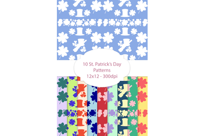 10 St. Patrick&#039;s Day Patterns, Holiday Digital Papers