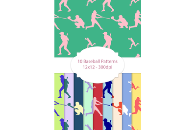 10 Baseball Patterns, Sports Digital Papers