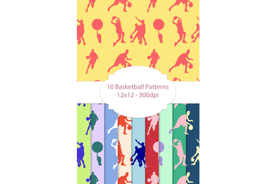 10 Basketball Patterns, Sports Digital Papers