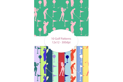 10 Golf Patterns, Sports Digital Papers